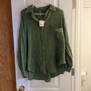 Free People Button down gauze shirt